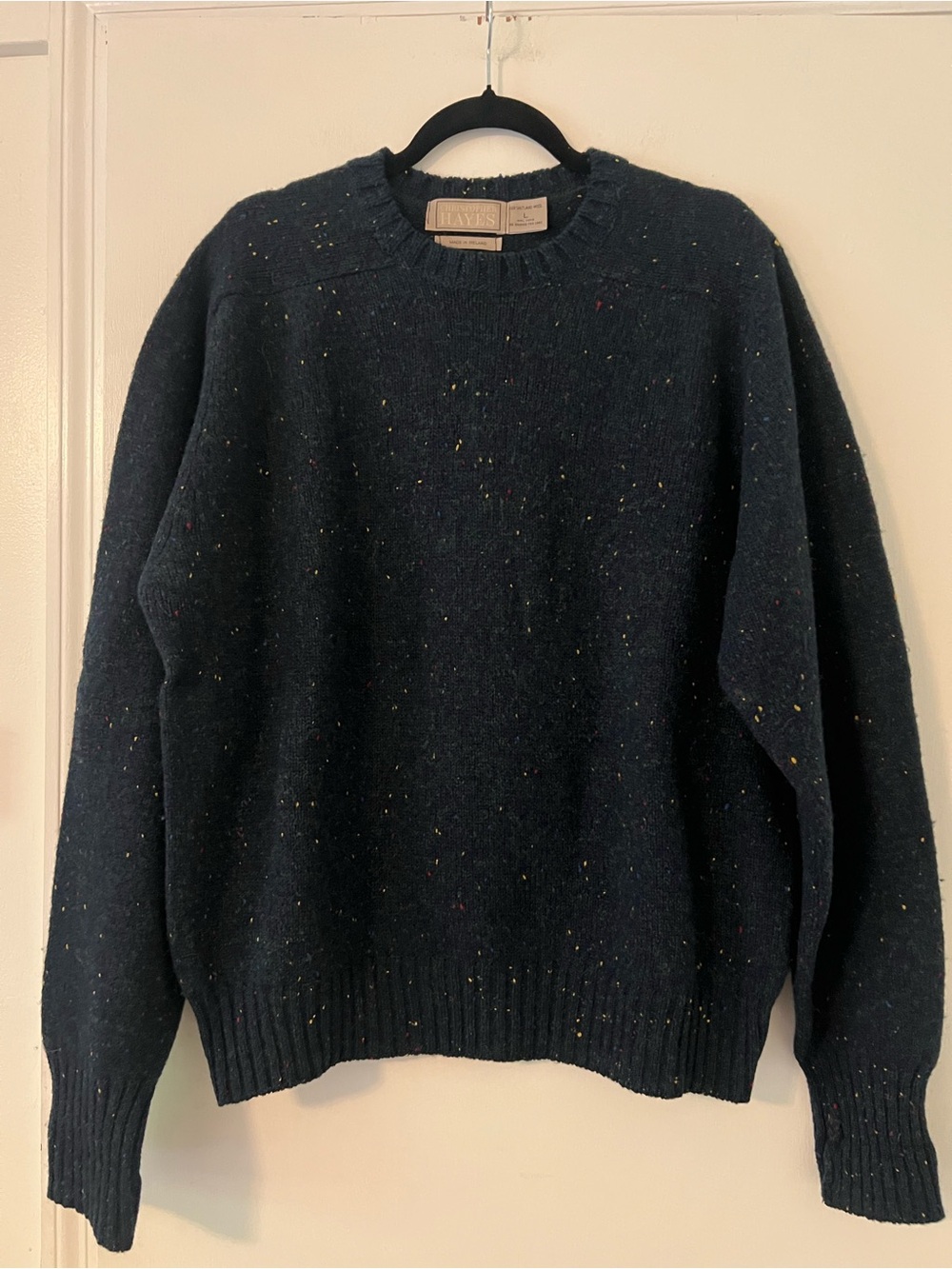 Vintage Christopher Hayes 100% Shetland Wool Sweater L Made in Ireland Green